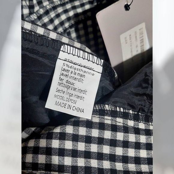 Lucy Wang Make It Fair Gingham Trouser Pants, Small, Black And White, NWT - Picture 11 of 14